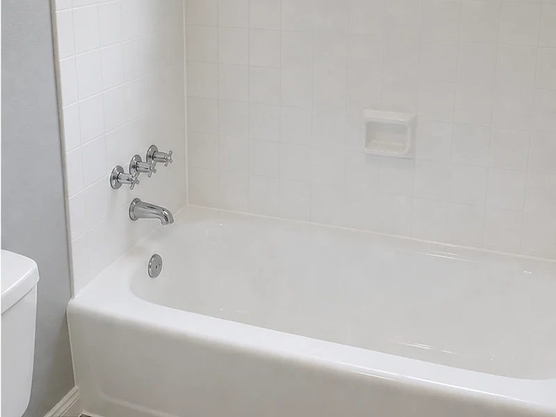 Same cast-iron bathtub refinished glossy white in a Fairway Park home, Hayward