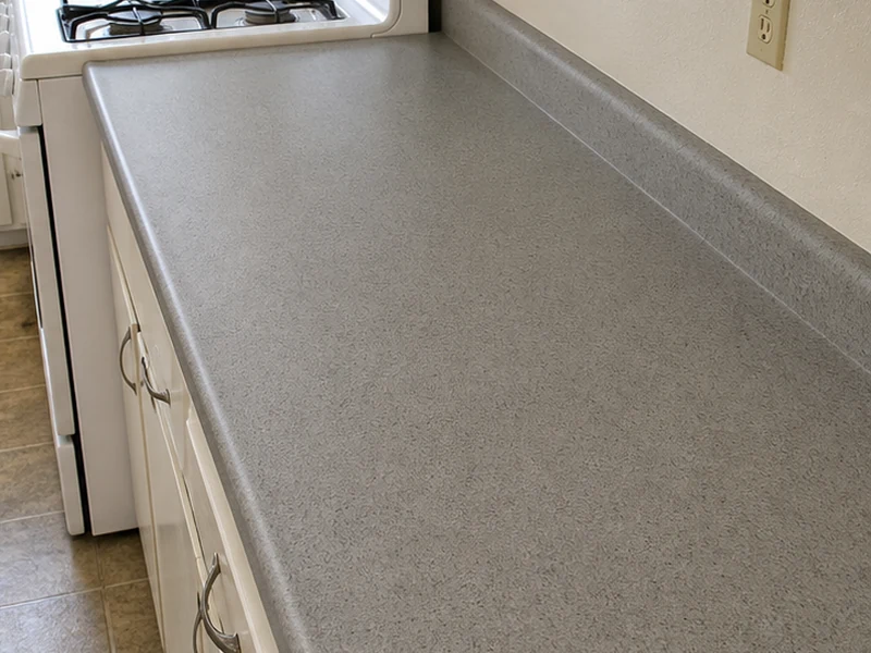 Same kitchen countertop refinished to a stone-look gray in a Glen Eden home, Hayward